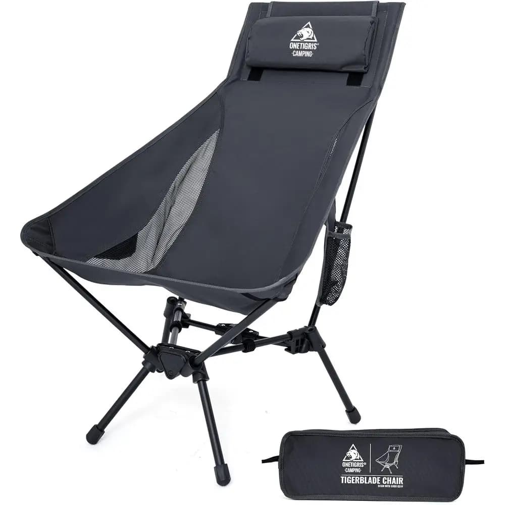 Tigerblade High Back Camping Chair with Pillow Design, Comfortable Widened Seat Folding Chair