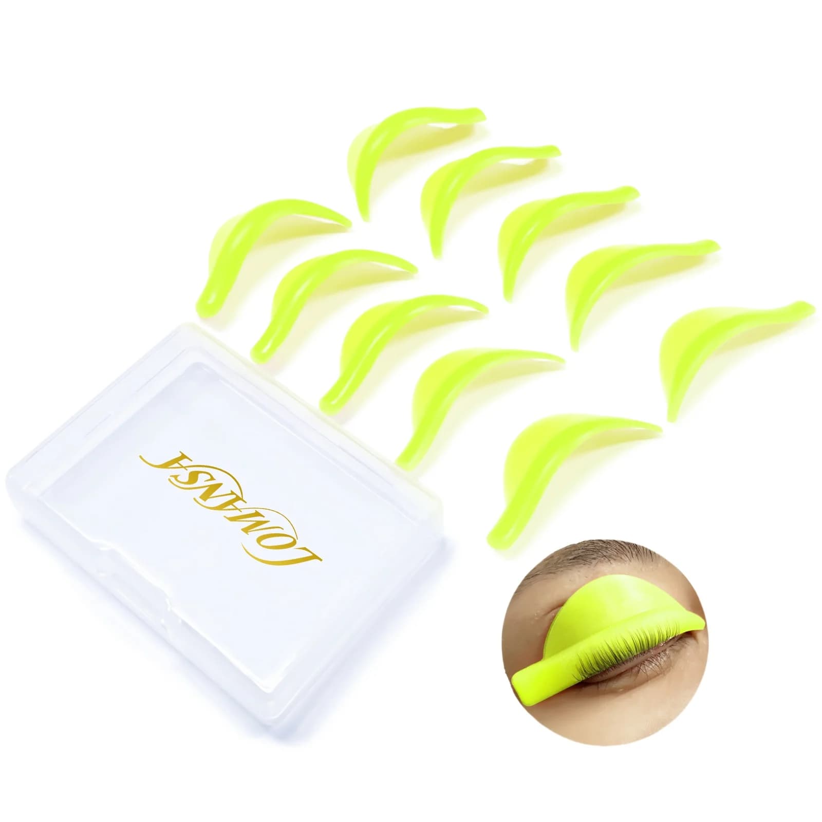 Lomansa 5 Paia U Curl Silicone Eyelash Perm Pad Eyelashes Hanging Rods Shield 3D Lifting Folding Accessories Makeup Tools