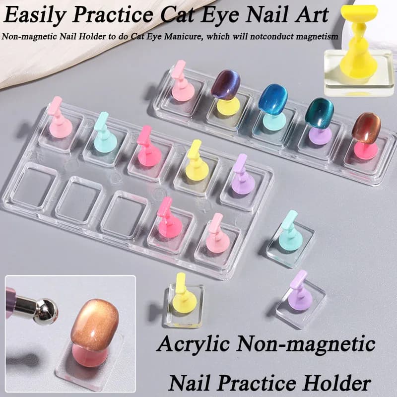 Supporto per Pratica Nail Art in Acrilico Non Magnetico, Pezzi di Scacchi Colorati, Punte per Unghie Finte, Strumento per Pratica Nail Art, Espositore Premium