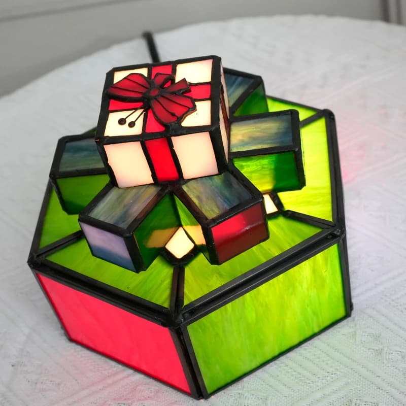 Cake Shape Crafts Lamp, LED Night Light for Table, Bedroom, Bedside Table, Desk, Decoration, Tiffany Glass Lighting, Luminaria
