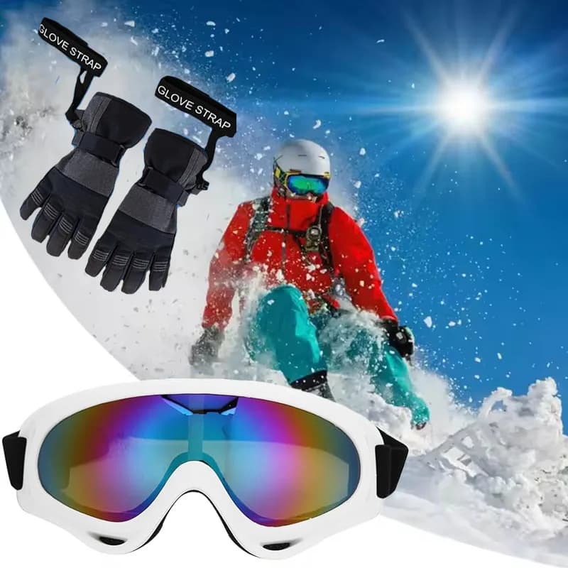 Guanti sportivi Cinturino di sicurezza Uomo Donna Guanti da sci Guinzaglio da polso elastico Manette Occhiali da neve Occhiali da sci Accessori per sci