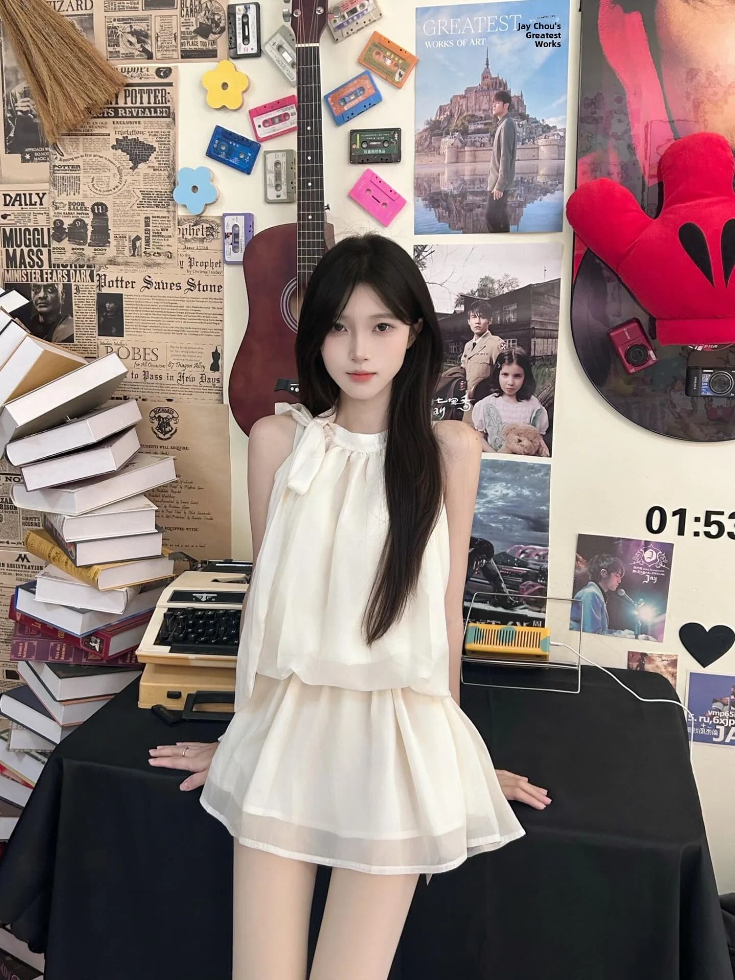 Elegant Princess Feel Hanging Neck Dress Women's Summer New Small Size Fairy Tale Short Skirt No Sleeve Waist in Dress