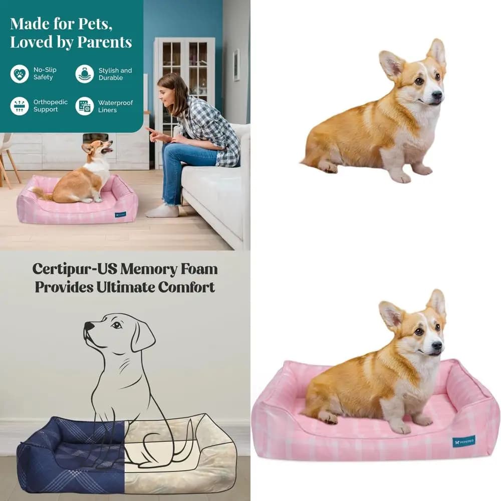 Letto per cani ortopedico rosa medio con schiuma CertiPUR-US, tessuto riciclato, copertura lavabile e base antiscivolo