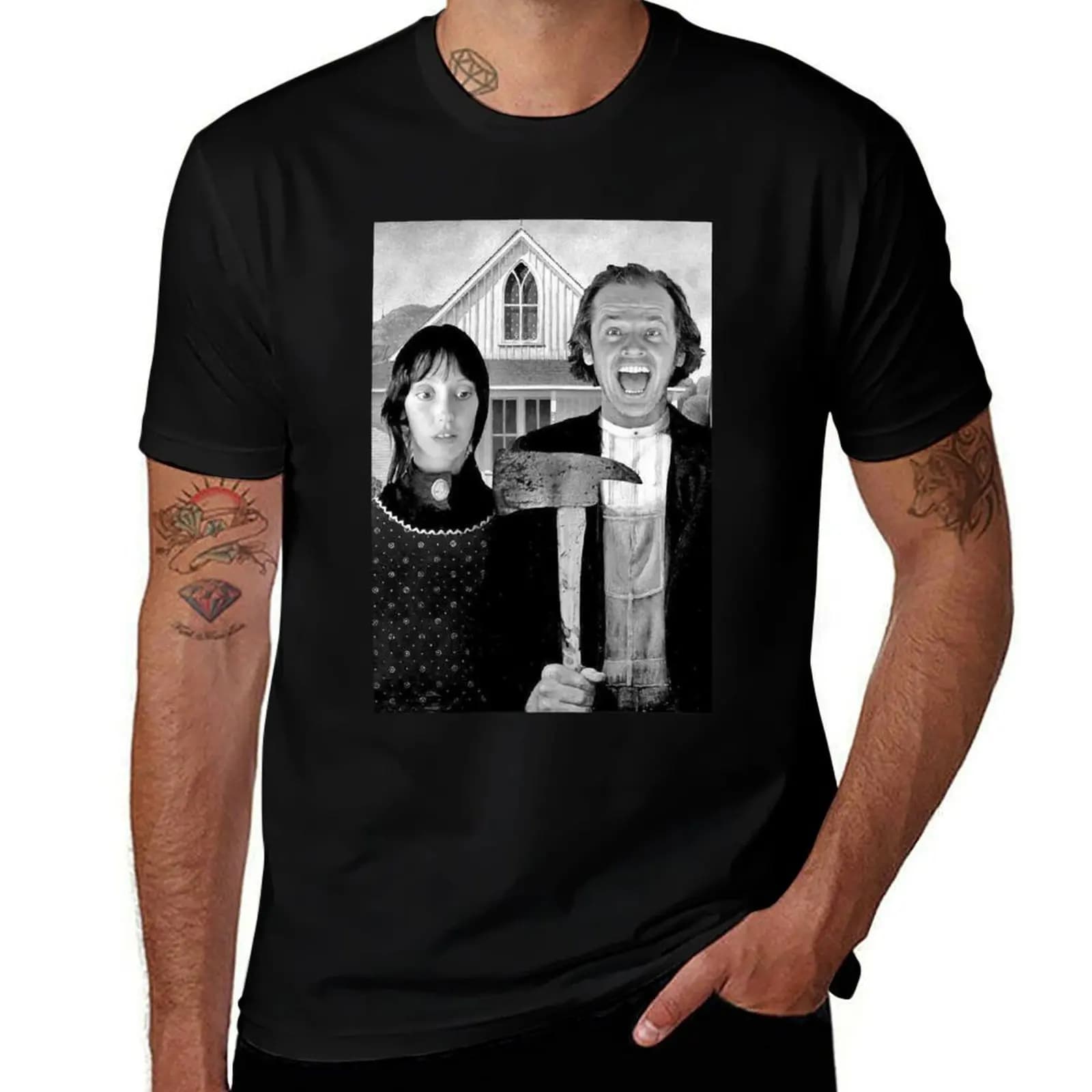 T-shirt Gothics Funny Shining-American con stampa grafica casual