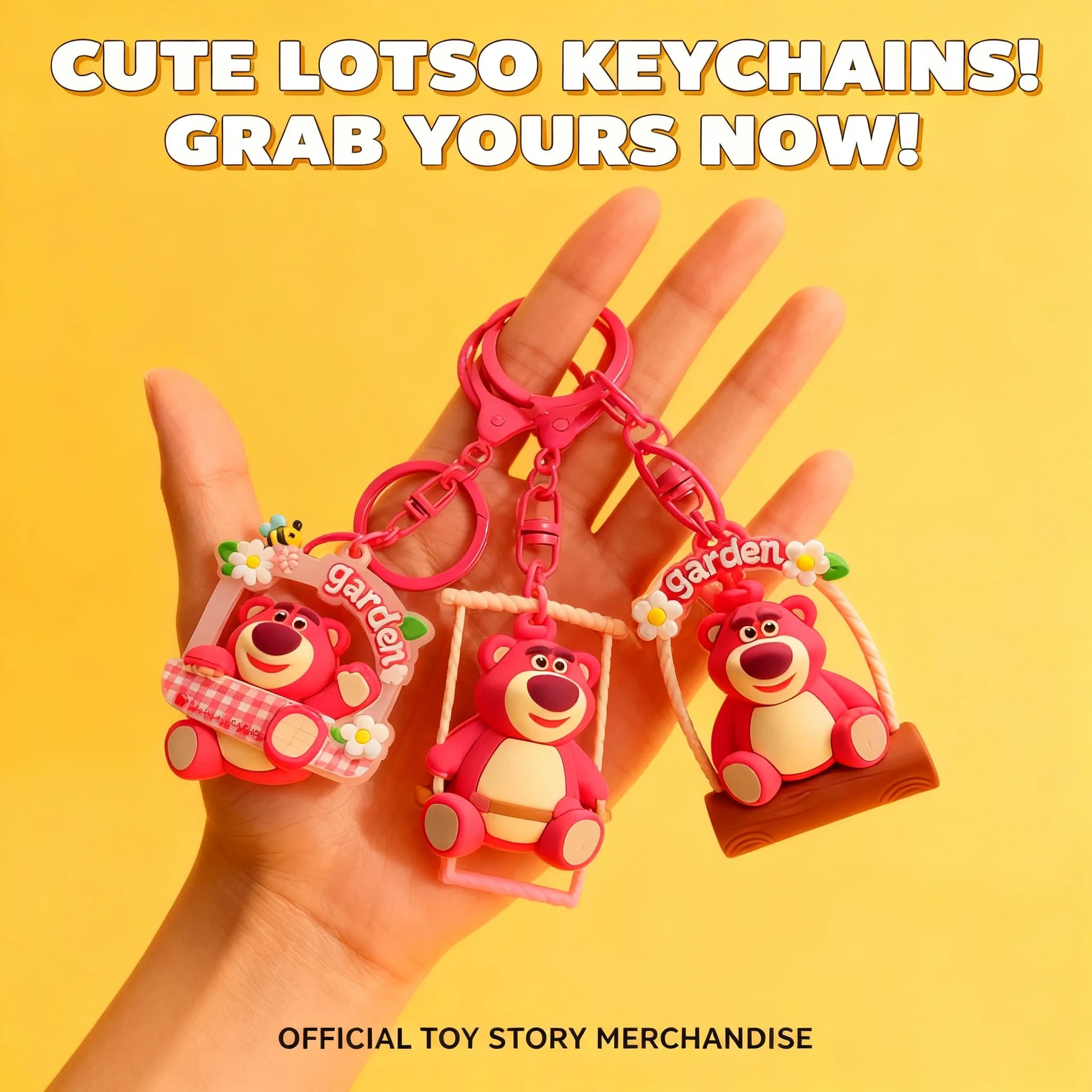 Portachiavi Orsetto Lotso, Ciondolo per Zaino da Ragazza, Tema Giardino, Ufficiale Disney, Nuovo Prodotto Creativo, Accessori Adorabili per