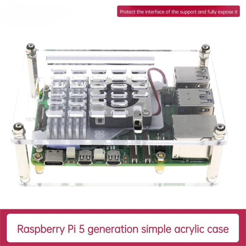 Raspberry Pi5Generation 5BTransparent acrylic shell Raspberry Pi 5 Official radiator protective case
