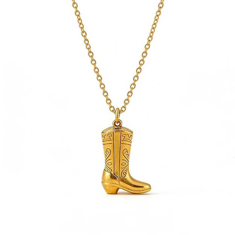 Collana con ciondolo stivale da cowboy da cowgirl in acciaio inossidabile per accessori di gioielli occidentali da donna