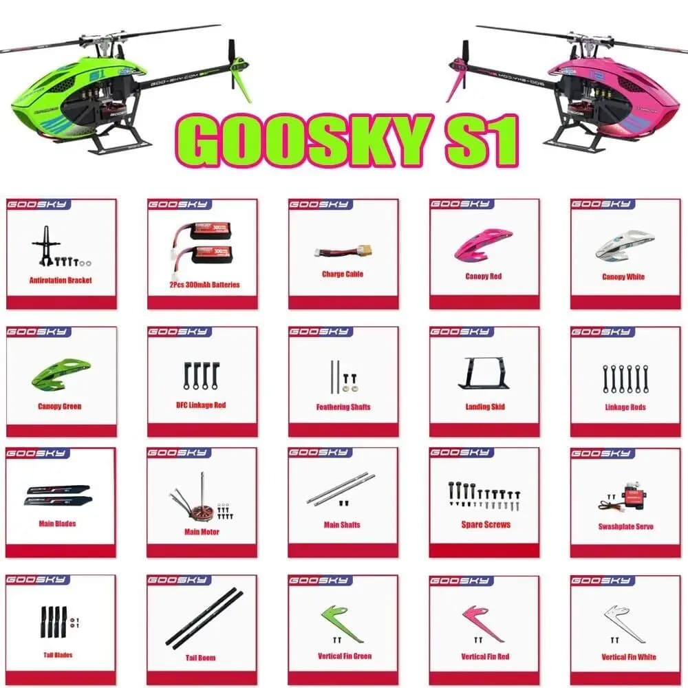 Goosky S1 Elicottero RCElectric Accessori di ricambio Alberi della lama principale Aste di collegamento Sfere Servo motore con braccio di coda