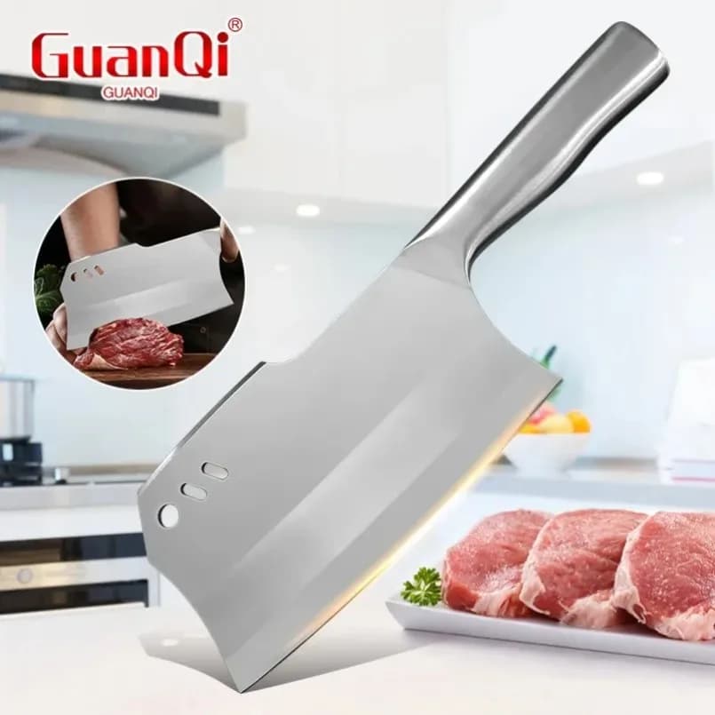 Sharp Stainless Steel Handle Kitchen Knife Quality Kitchen Chopping Bone Cleaver Meat and Cut Vegetables Chicken Butcher Knife