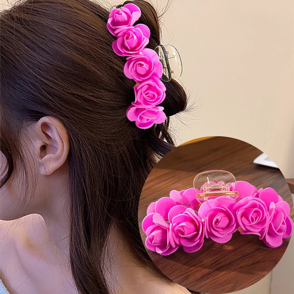 Romantico fiore a bolle forcina fatta a mano moda artiglio per capelli granchio per le donne coreano grande fermaglio per capelli foto coda di cavallo accessori per capelli