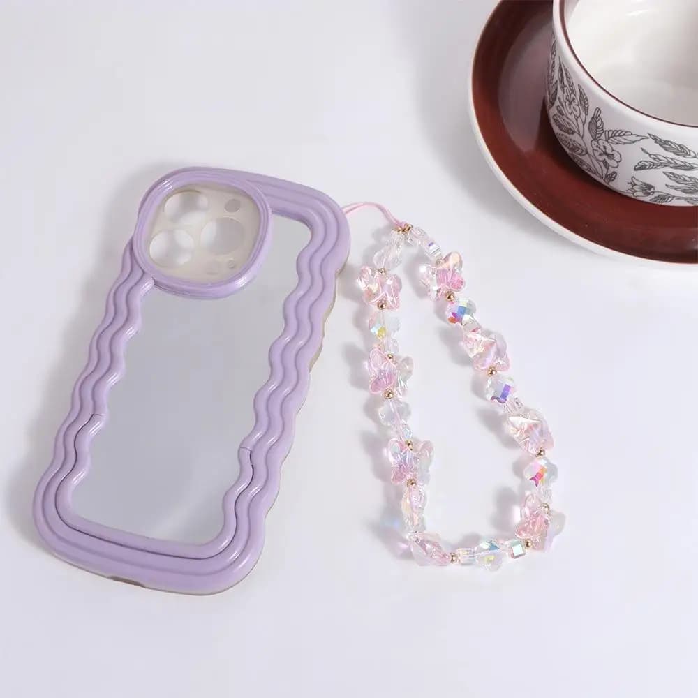 Catenella per cellulare in acrilico trasparente, ciondolo a farfalla Y2K per ragazza, charm per telefono, ornamento per zaino, cordino per telefono
