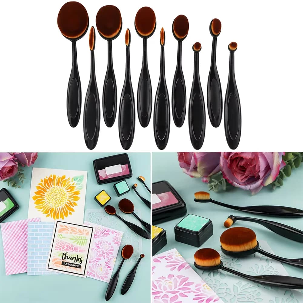 10Pcs/lot Blending Brush Kit Mixed Sized Different Sizes Brush Holder Rack For DIY Scrapbooking Background Card Decoration Craft