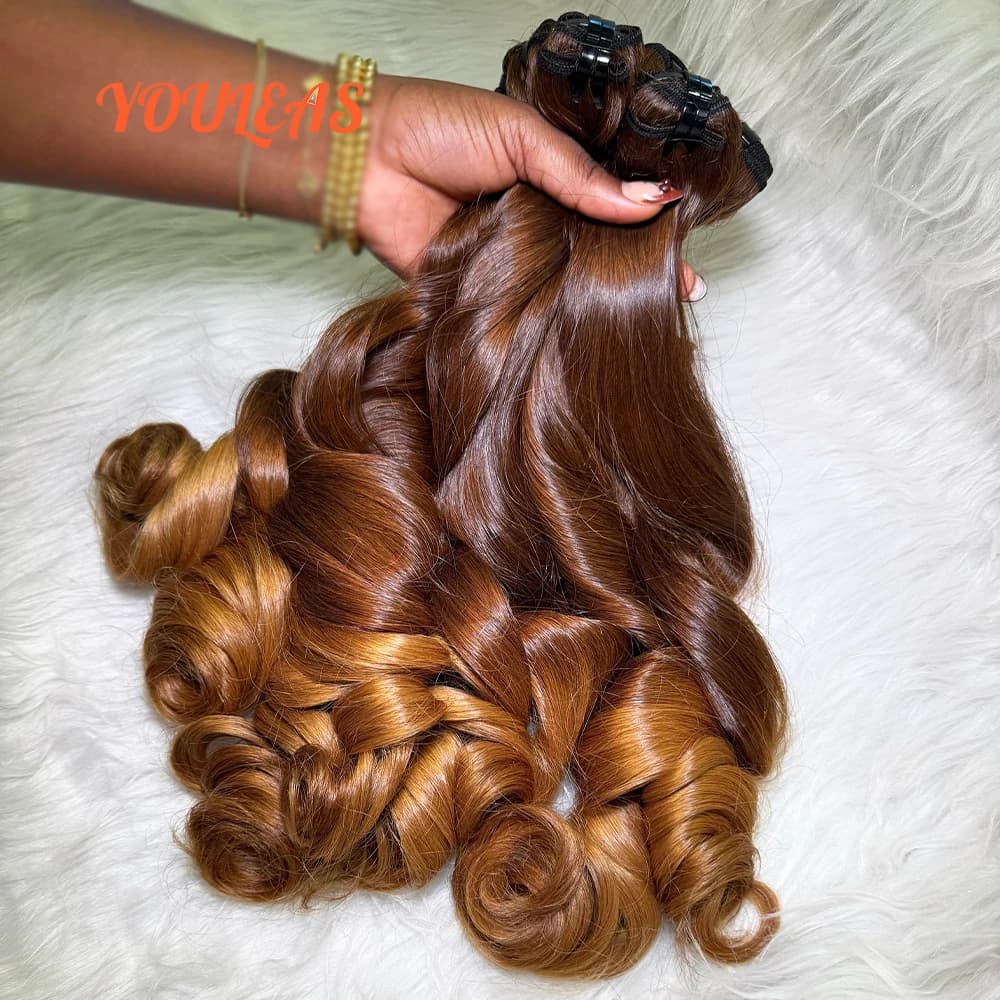 Ombre 4/30 Blonde Colored Body Wave Human Hair Bundles 100% Unprocessed Virgin Hair 3 Bundles Highlight Hair Extension For Women