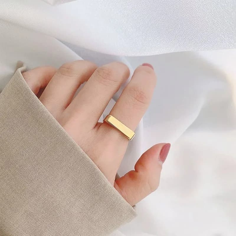 Personality Geometric Ring For Women Men Trend Stainless Steel Smooth Polish Minimalist Finger Couple Rings Jewelry Party Gift