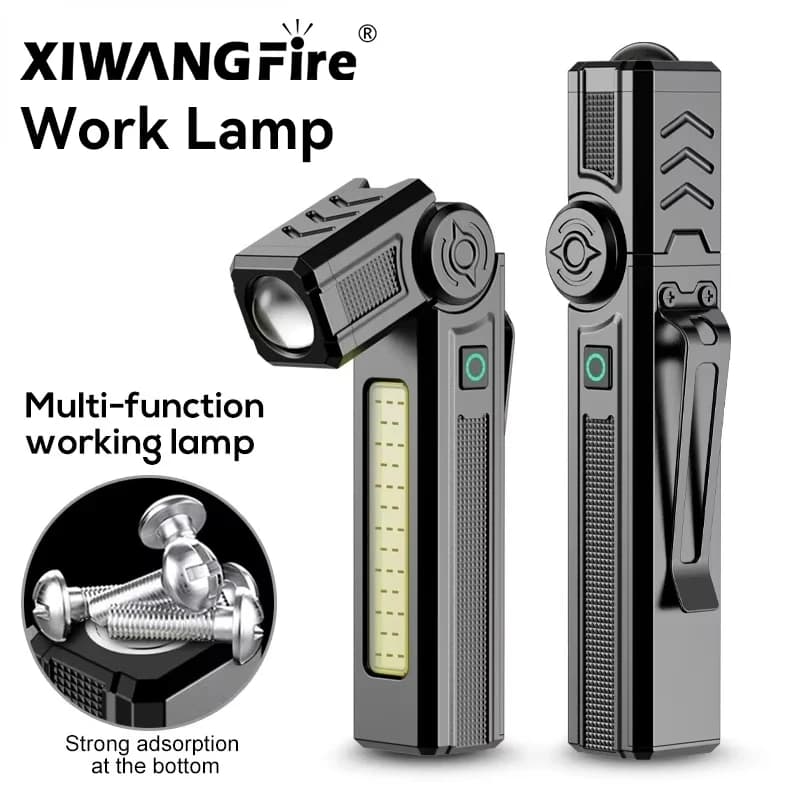 Multifunctional Work Lights LED Magnetic Flashlight Built In Battery USB Rechargeable Portable Flash Light Camping Repair Torch