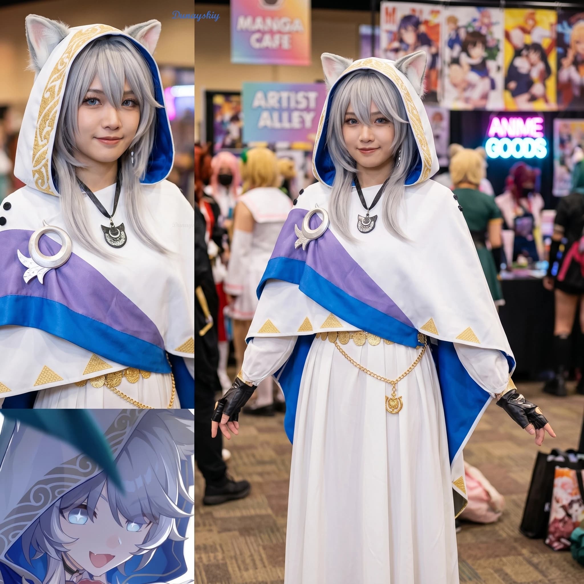 Honkai Star Rail Priest Cipher Parrucca + Tuta Set Completo Halloween Anime Comic-Con Party Cosplay Costume con Cappuccio e Mantello