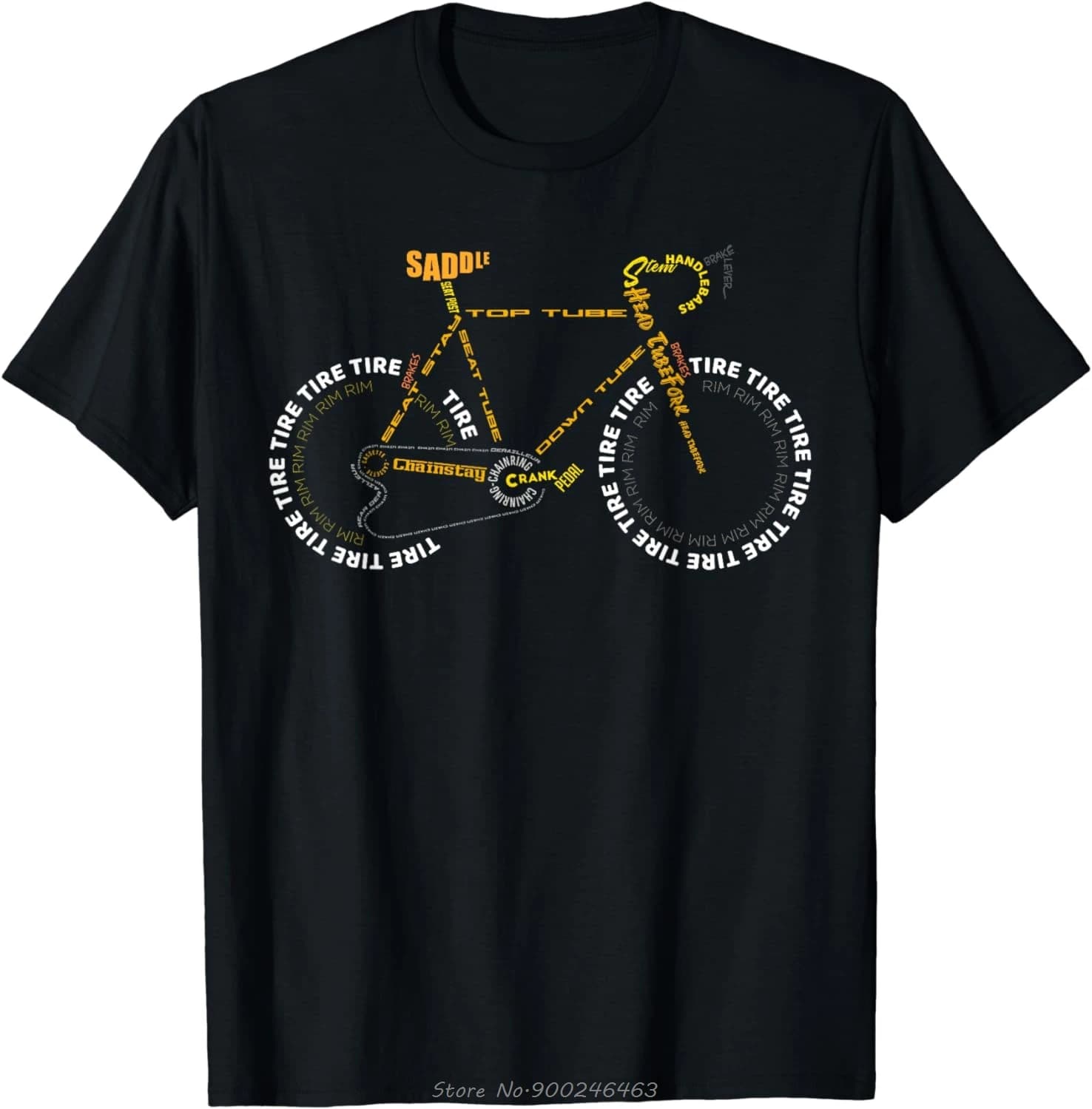 S-5XL T-shirt with anatomical design of bicycle | Nice t-shirt with 'Cycling Is Life' print, summer, casual, short sleeves, fashionable, hip hop, fun, for fitness
