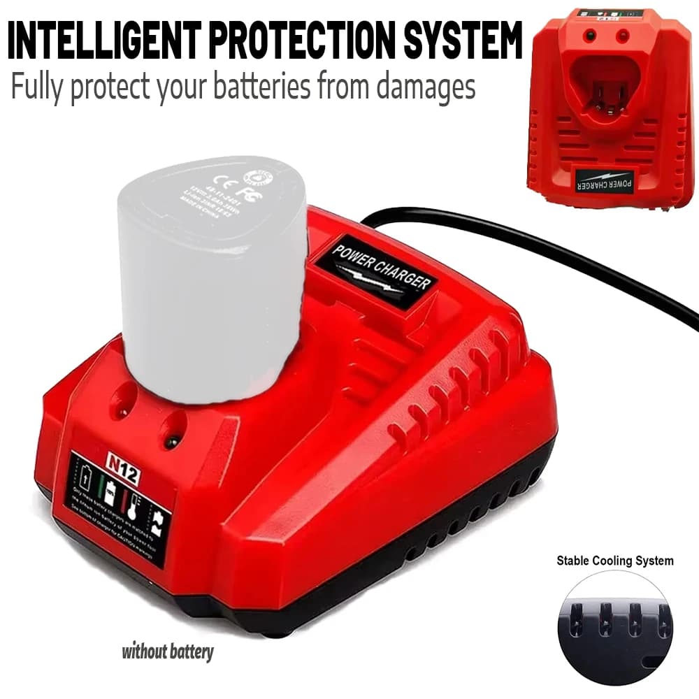 Aggiorna le parti dell'utensili elettrici per il caricabatteria agli ioni di litio Milwaukee M12 N12 3A sostituzione della ricarica rapida 48-11-2401 48-11-2402