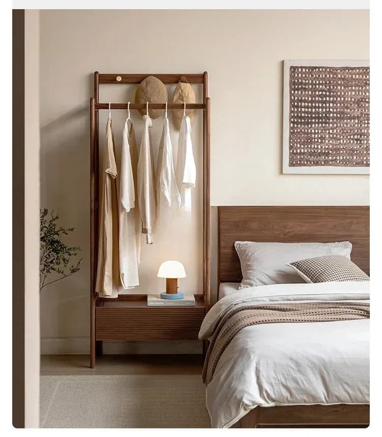 Floor hanger in solid walnut wood, simple, per bedroom