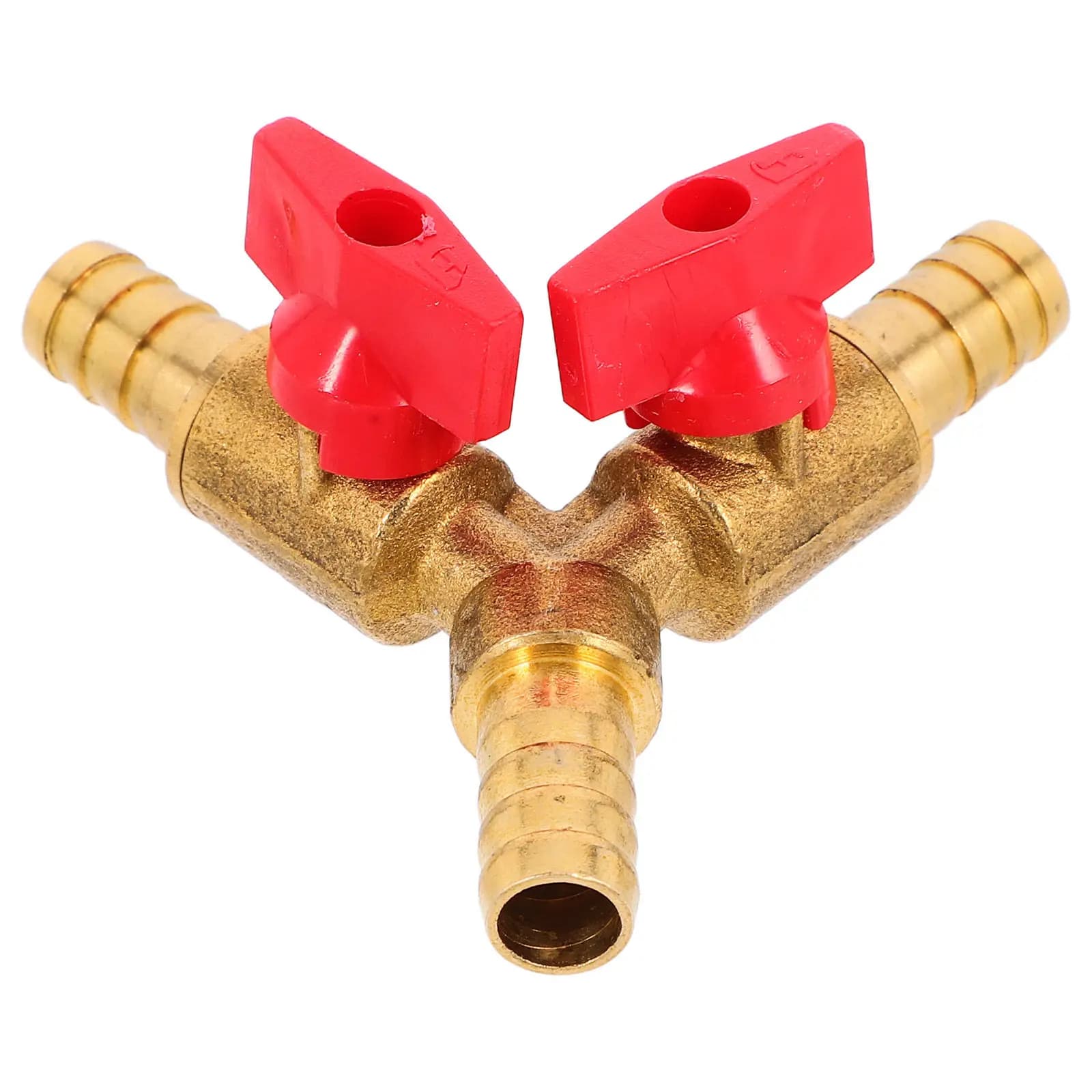 Brass Gas Valve Hose Barb Connection Garden Splitters Adjustable Adapter Ball Copper Y 3-way Connector Fitting