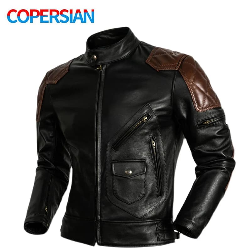 Giacche in pelle da moto da uomo giacca in pelle di vacchetta uomo abiti in vera pelle naturale abbigliamento da motociclista classico cappotto da uomo