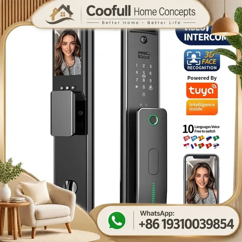 Smart Door Lock With Camera 3D Face Recognition Fingerprint Password Electronic Smart Lock For Home Security Automatic