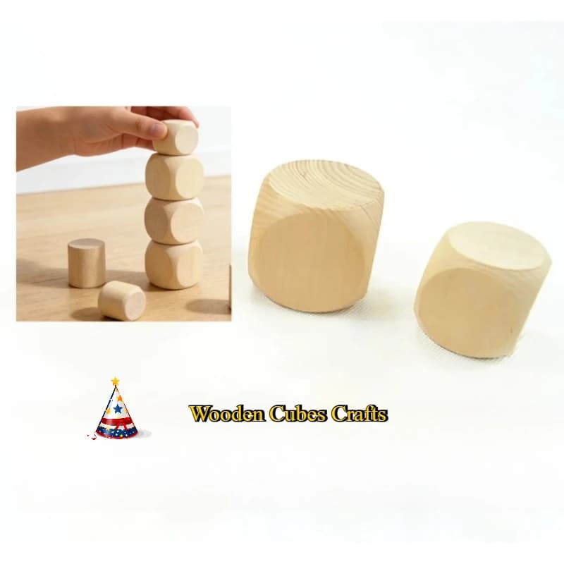 Cubi di Legno 10/16/20-60mm per Artigianato, 1-5 Pezzi Blocchi Quadrati in Legno, Dadi a Sei Facce D6 per Creazione di Puzzle e Fai-da-Te