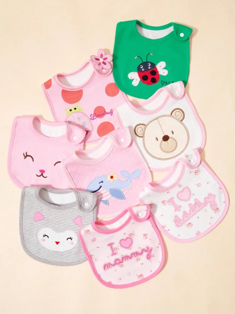 3 pezzi marsupio per bambini casuale a forma di U asciugamano per saliva neonato tasca per saliva alimentare a tre strati impermeabile