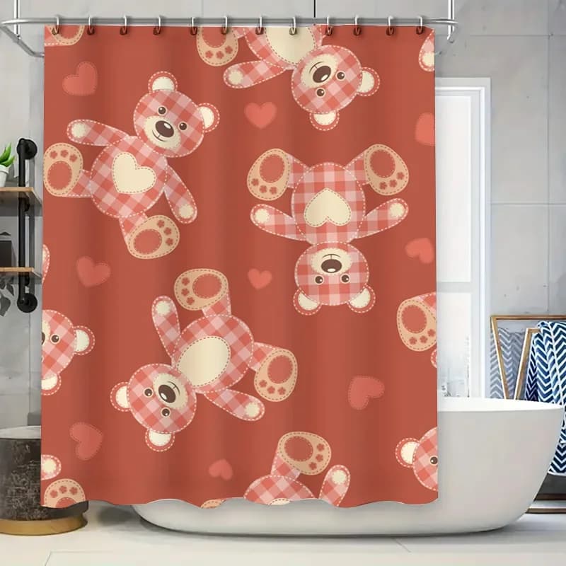 Tenda da doccia per bagno con albero ad acquerello, arredamento moderno per bambini e adulti per vasca da bagno con 12 ganci impostati in colori pastello verde/blu/Y