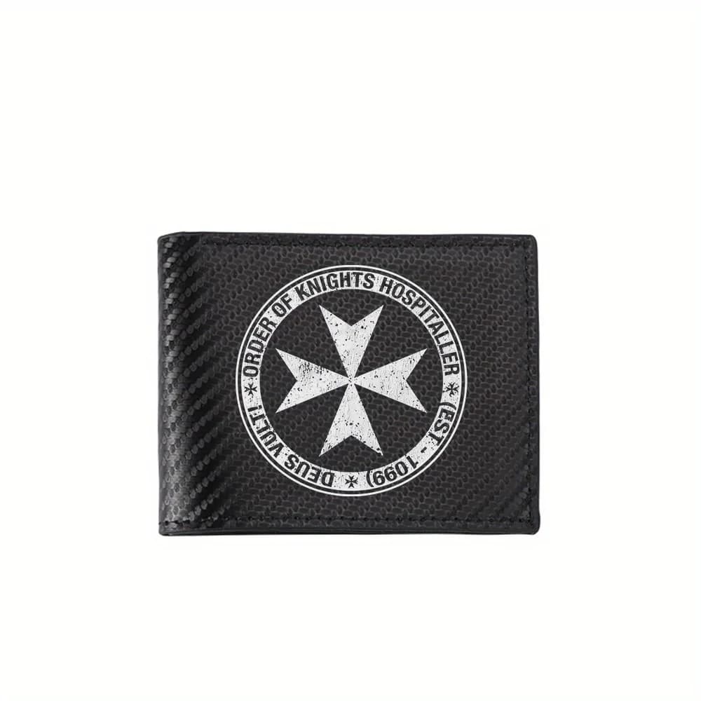 Ordina cavalieri Croce, emblema, cerchio di testo Portafogli da uomo Semplice Business Moderno ed elegante Stampa Design Regali per padre fidanzato C