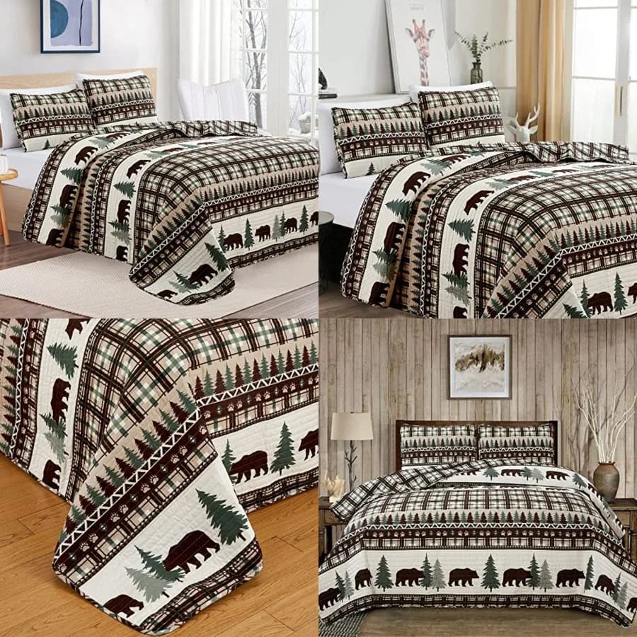 Set Copripiumino Reversibile 3 Pezzi con Federe, Leggero e Morbido per Tutte le Stagioni, Design a Quadri Stile Rustico Cedar Creek