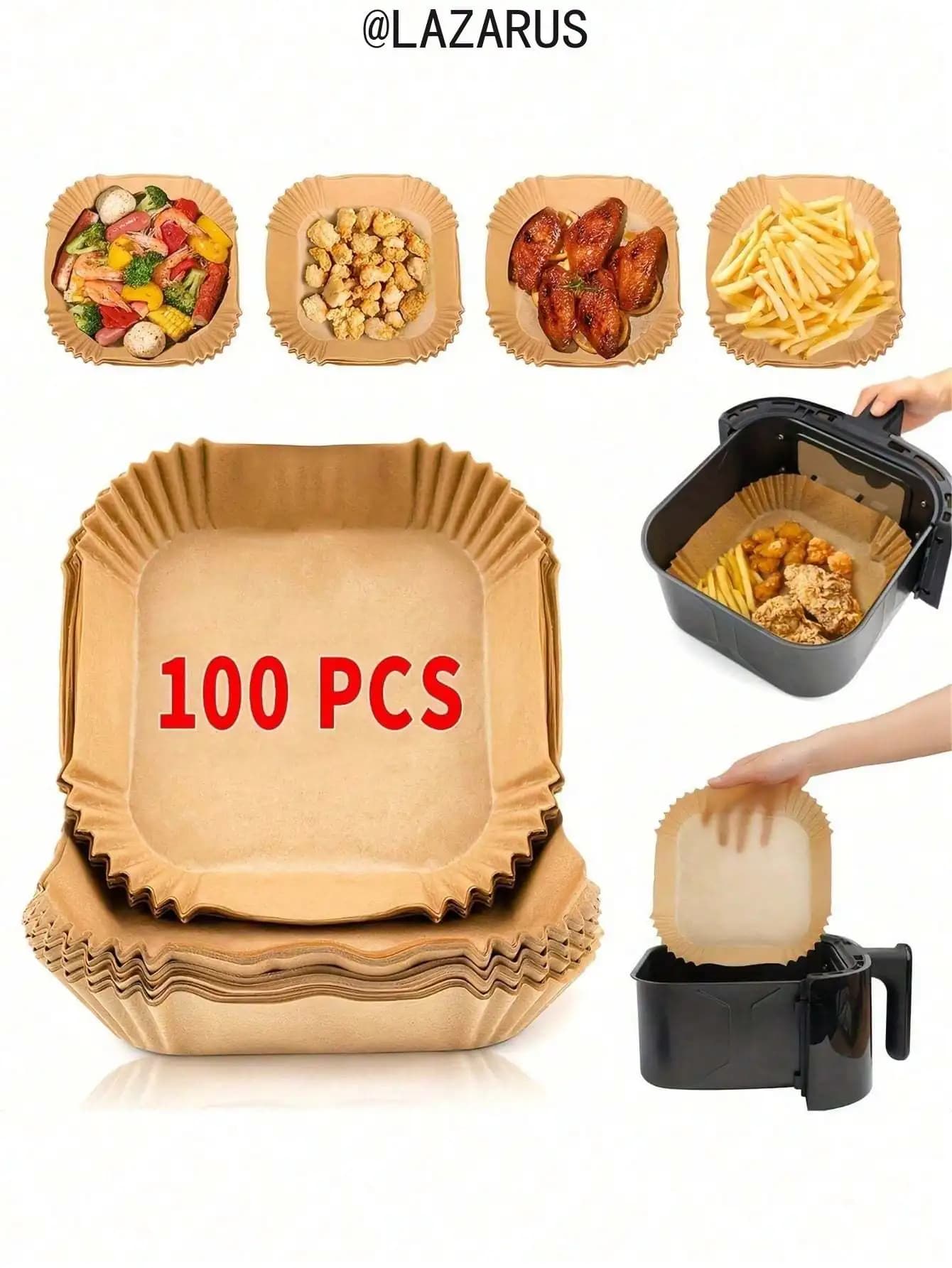 100Pcs Air Fryer Parchment Paper Liners, Non-Stick Disposable Baking Paper, Oil-Proof Waterproof Heat-Resistant Liners for Most Air Fryers