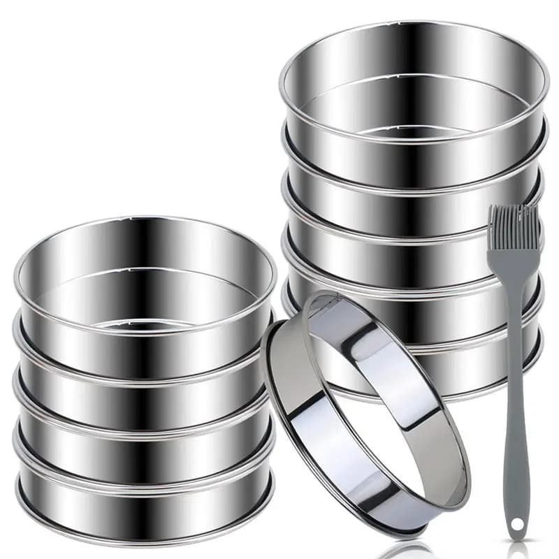 A53Q-10PCS Premium English Muffin Rings Set Crumpet Rings Mold For Baking Tart & Crumpets