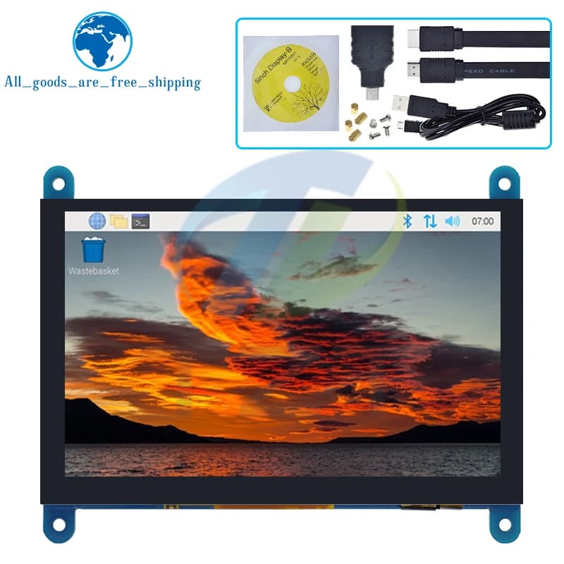 TZT 5 inch portable monitor HDMI 800 x 480 LCD display capacitive touch screen for Raspberry Pi 4 3B+/PC/Banana Pi / ESP32
