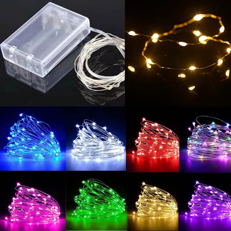 Luci a Stringa LED per Festival 10M/5M/2M/1M, Illuminazione con Filo Argentato per Feste, Proposte, Decorazioni Fai-da-Te, Matrimoni, Vacanze, Casa, Senza Batteria