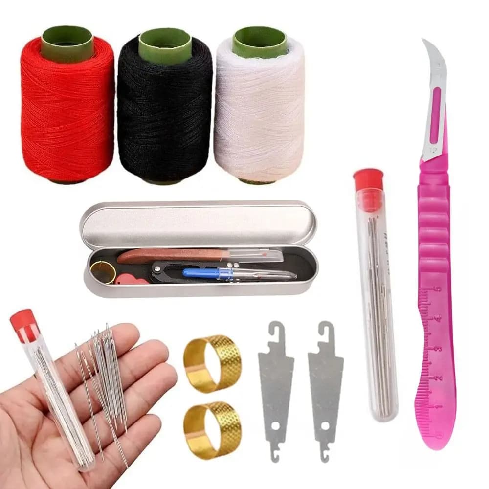 6/25/34PCS Set di strumenti per cucire multiuso con ago superiore Ago da cucito facile e kit di filo Ago da cucito per trapunta