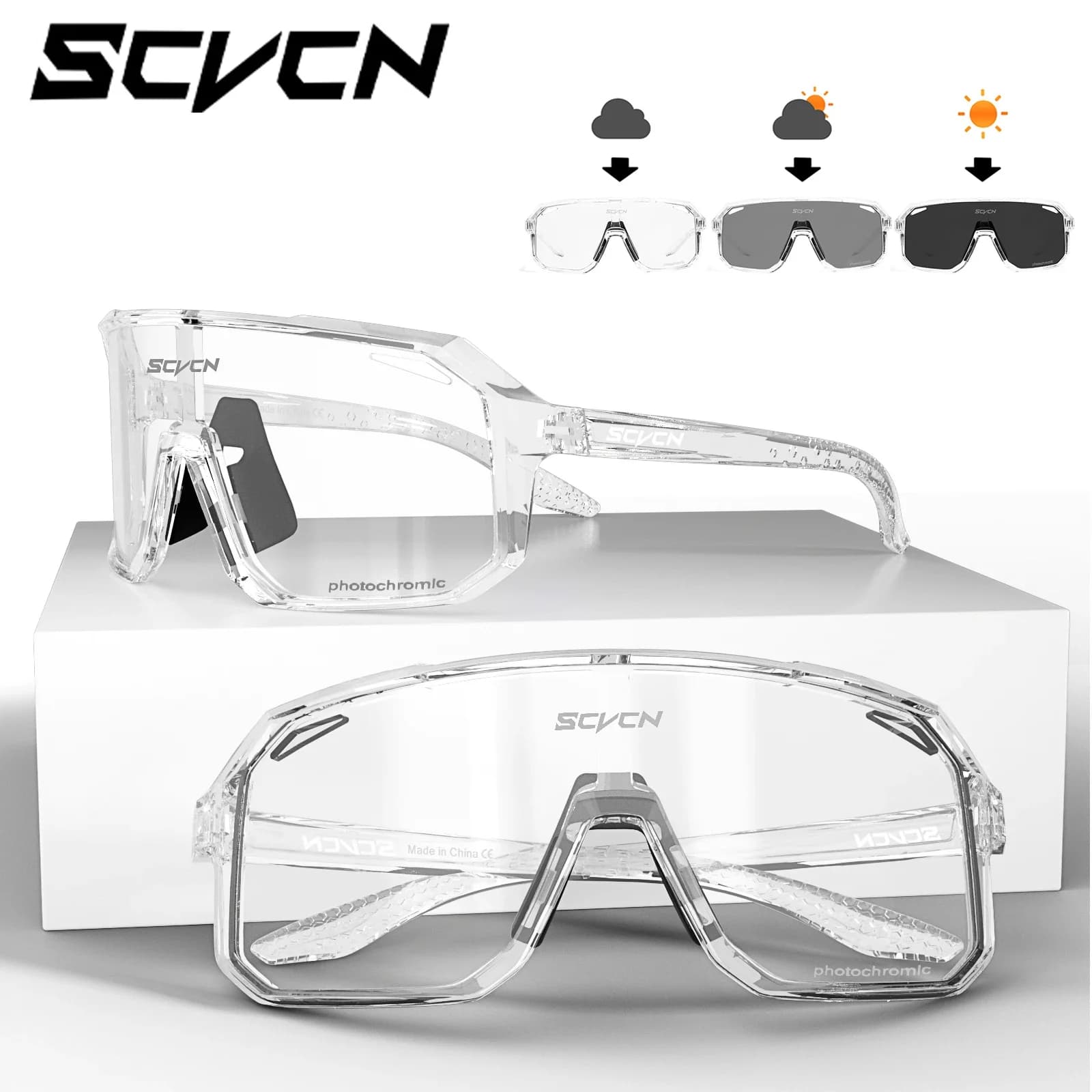 SCVCN Photochromatic Trekking Glasses Men's Sunglasses MTB Outdoor Driving Glasses for Women's Cycling Glasses UV400 Protection