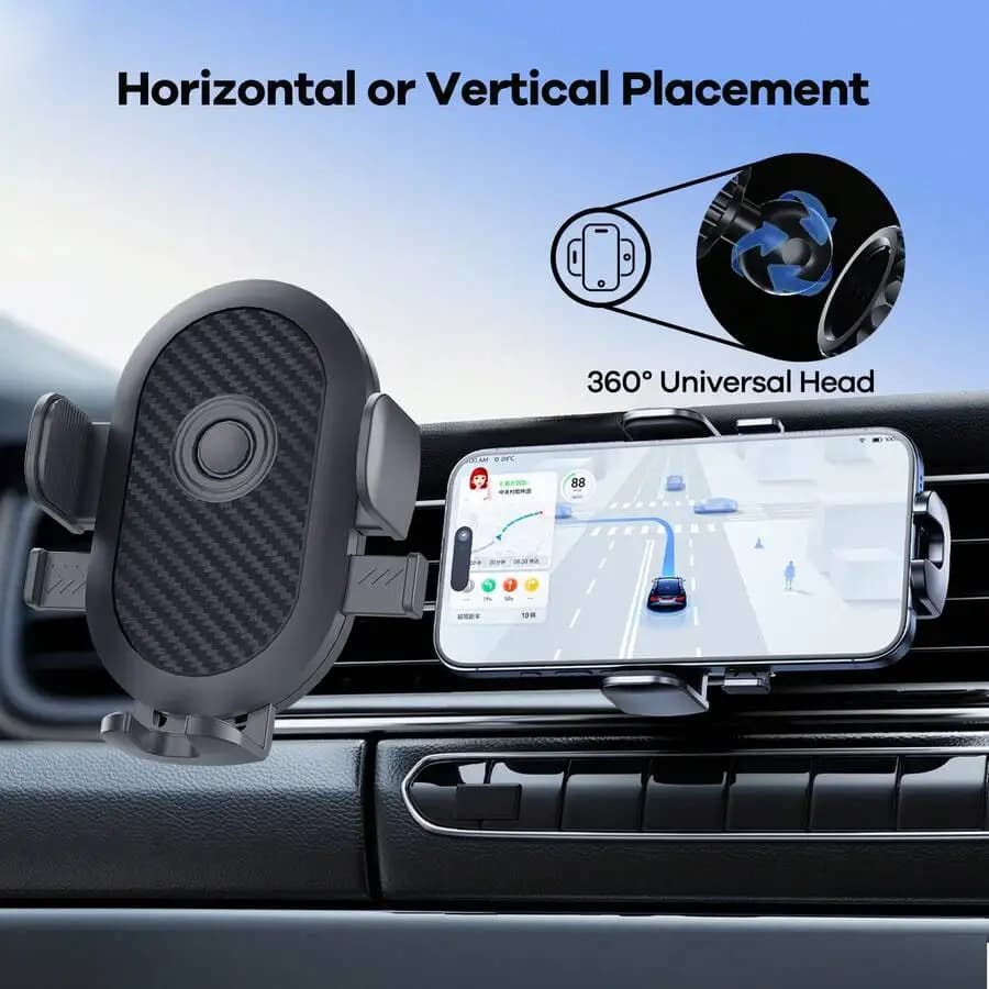 Supporto per telefono da auto con ventosa, 360 ° Supporto da cruscotto girevole, per smartphone da 4-7 pollici