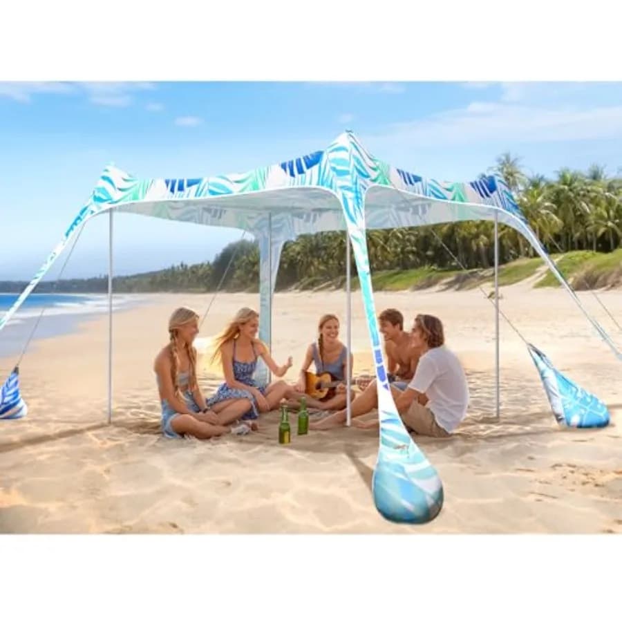 Tenda da Spiaggia con Protezione UV UPF50+, Grande Tenda Parasole per Famiglia, Picnic, Campeggio, Viaggi, Pesca in Spiaggia