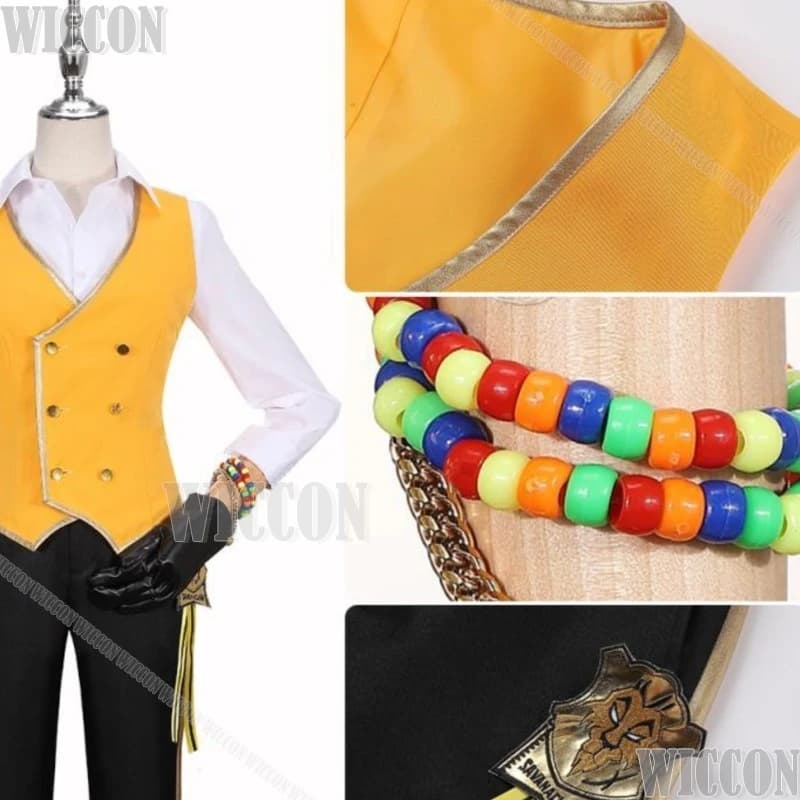 Costume da Cosplay Leonaa Kingscholarr Twist, Uniforme Scolastica Gialla Unisex, Parrucca Wonderland, per Halloween, Giochi, Comic Con, Festival