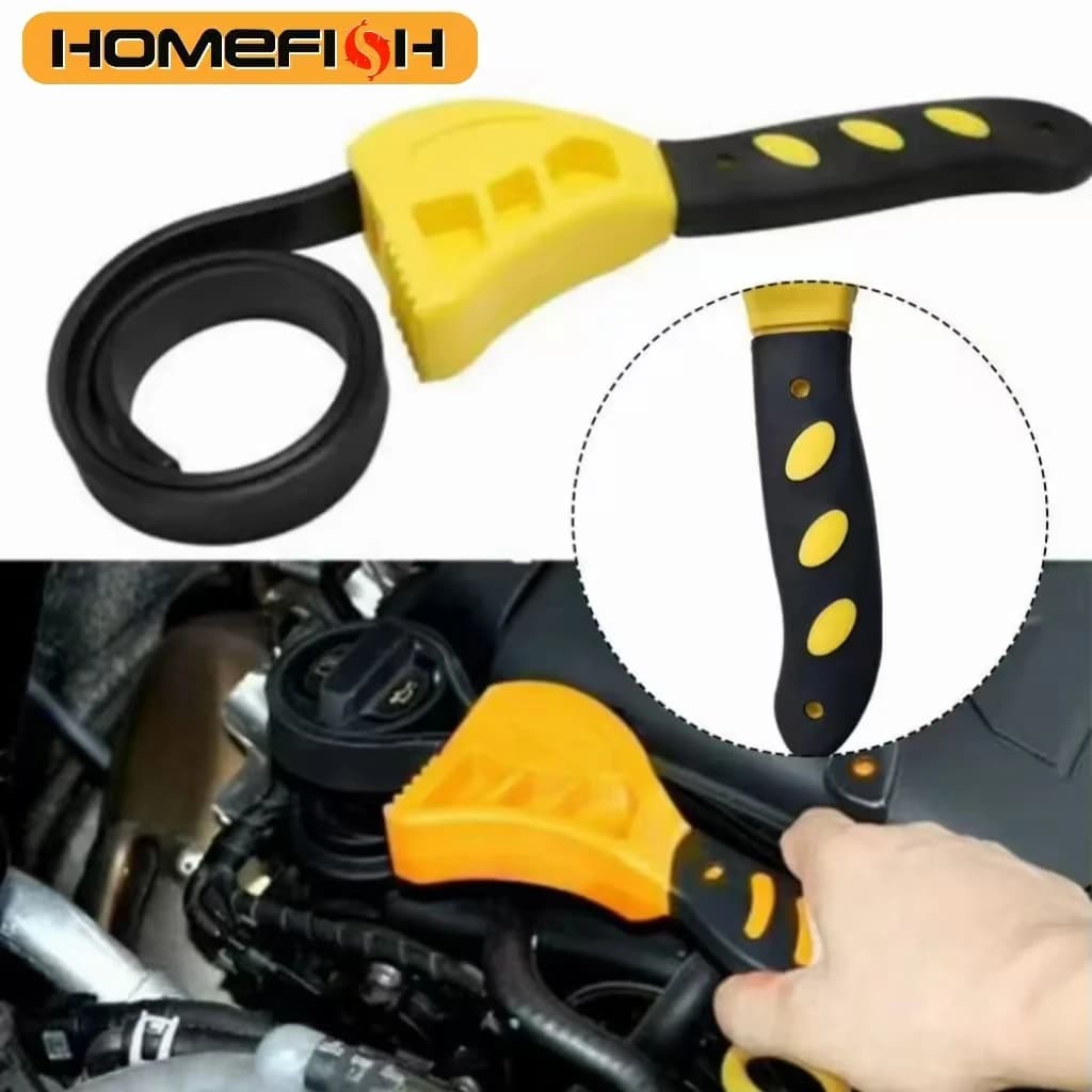 Adjustable Multifunction Strap Key with Rubber Strap for Oil Filter and Tubes 6 Inches