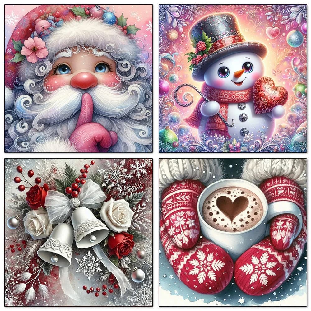 Cute Christmas Diamond Embroidery Kit Santa Claus Snowman 5D Square/Round Drill Cross Stitch Painting for Home Festival Decor
