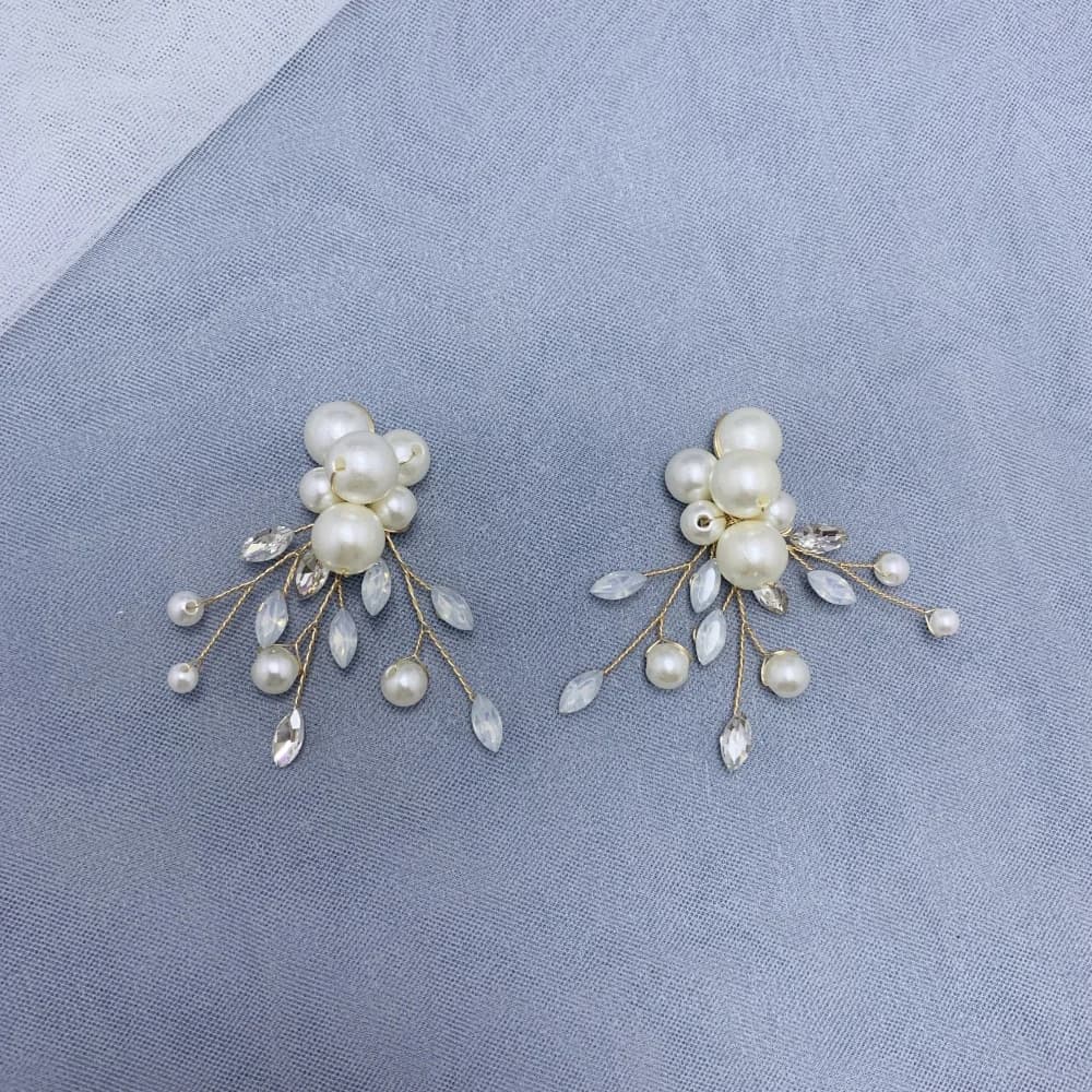 Fermaglio per Capelli Artigianale con Perle e Fiori, Fermaglio a Foglia di Cristallo, Accessori per Capelli da Sposa, Gioielli per Capelli