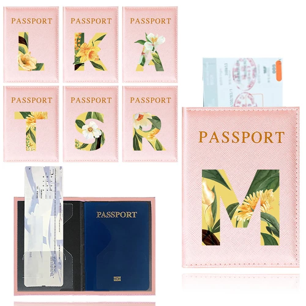 Custodia per passaporto con stampa floreale, serie floreale, porta passaporto, accessori da viaggio, custodia protettiva per passaporto, aereo