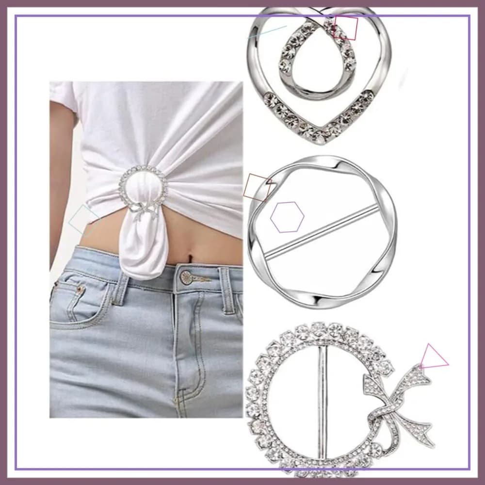 Set di 3 Clip e Anelli in Metallo da 1,9 Pollici per T-shirt e Sciarpe da Donna