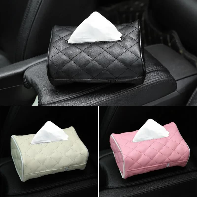 Scatole per fazzoletti neri con tovaglioli usa e getta Scatole per fazzoletti Accessori per auto Organizzatore per sacchetti per fazzoletti Decorazione per auto Stoccaggio automatico