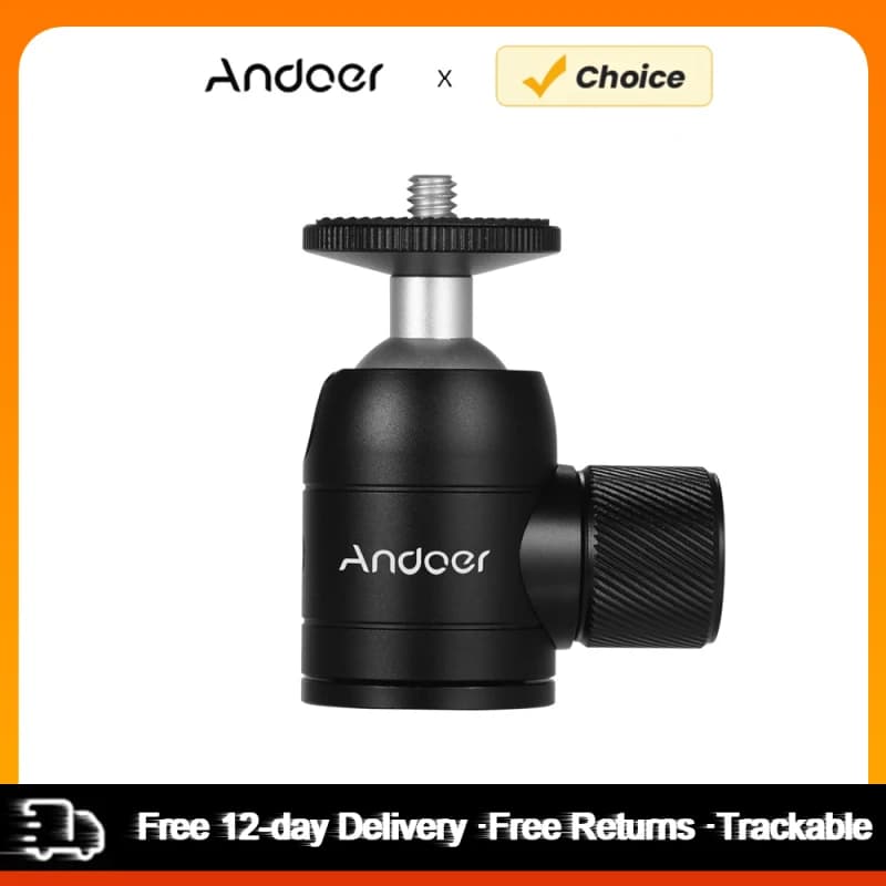 Andoer 360 degree swivel ball head for DSLR camera tripod Selfie Stick monopiede mini treppiede aluminum alloy ball head