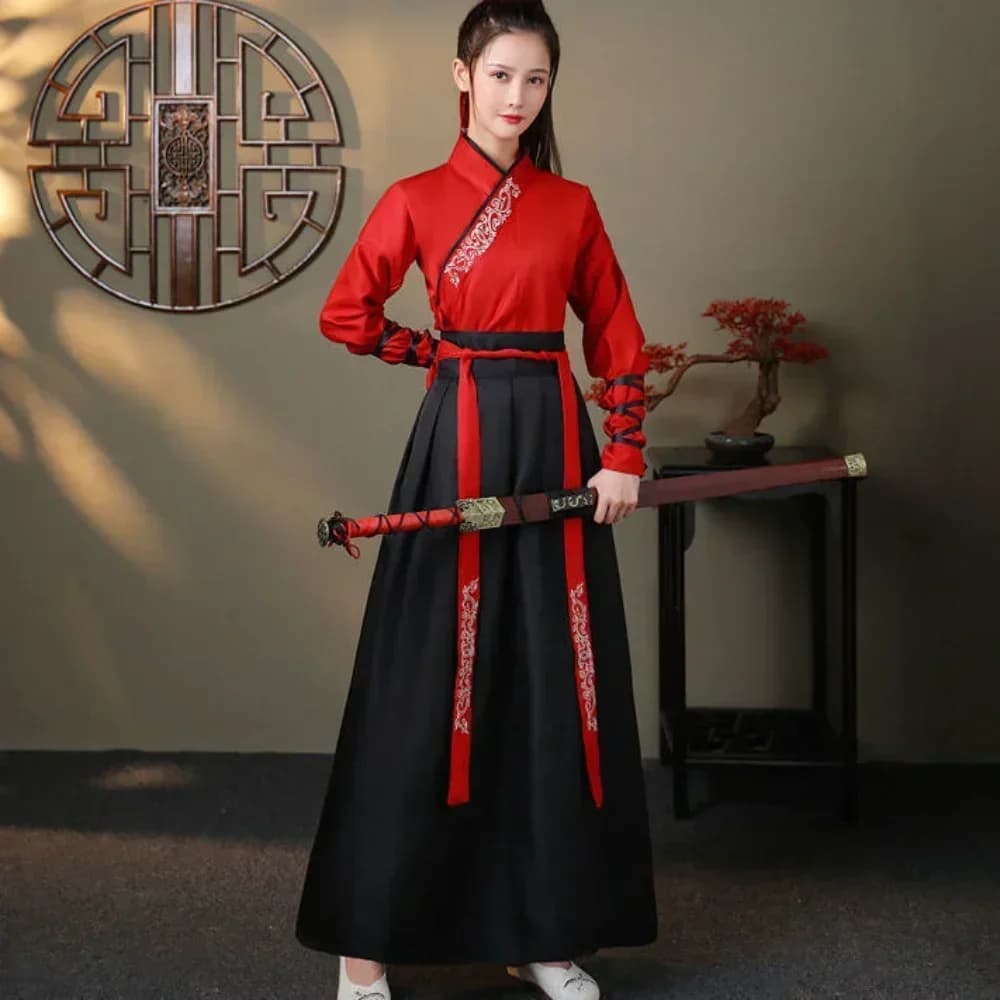 Set Hanfu Moderno per Coppia, Top e Gonna, Costume Tradizionale Cinese per Donna e Uomo, Abbigliamento per Cosplay