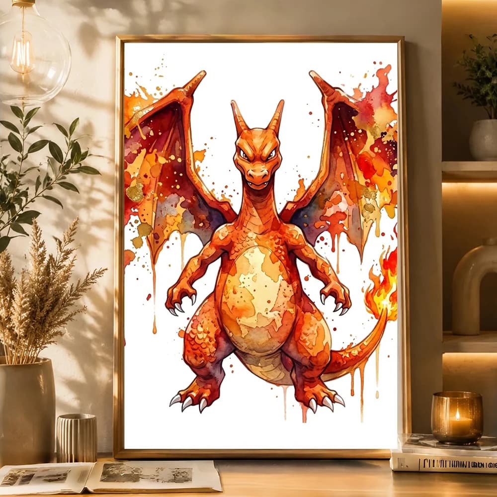 Cartoon Comic Pokemon Art Poster Print Pikachu Charizard Bulbasaur Togepi Classic Anime Diamond Painting Game Room Home Decor