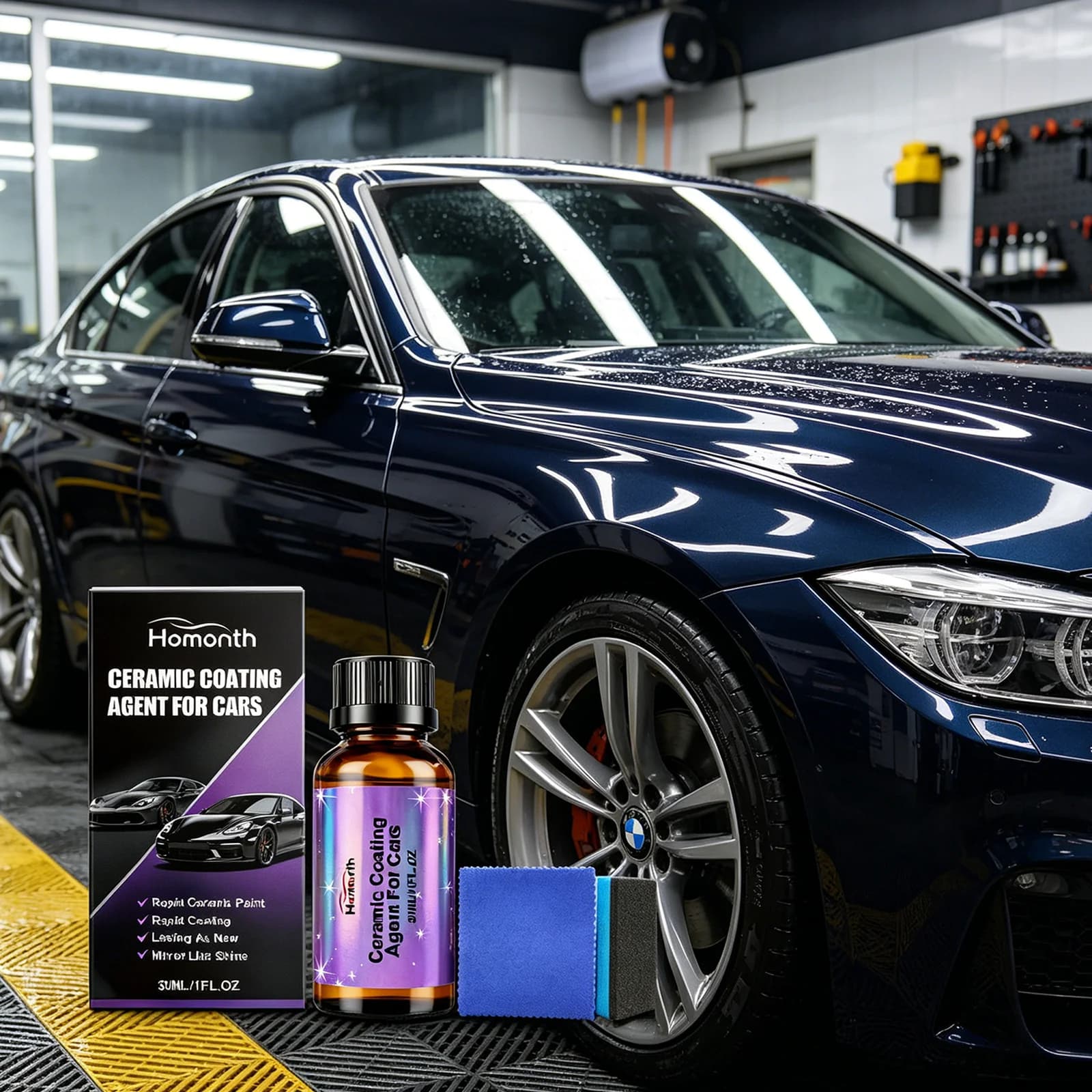 Rivestimento in nano ceramica per auto, antigraffio, lucidante liquido ad alta lucentezza, idrofobico, repellente all'acqua, kit protettivo per auto